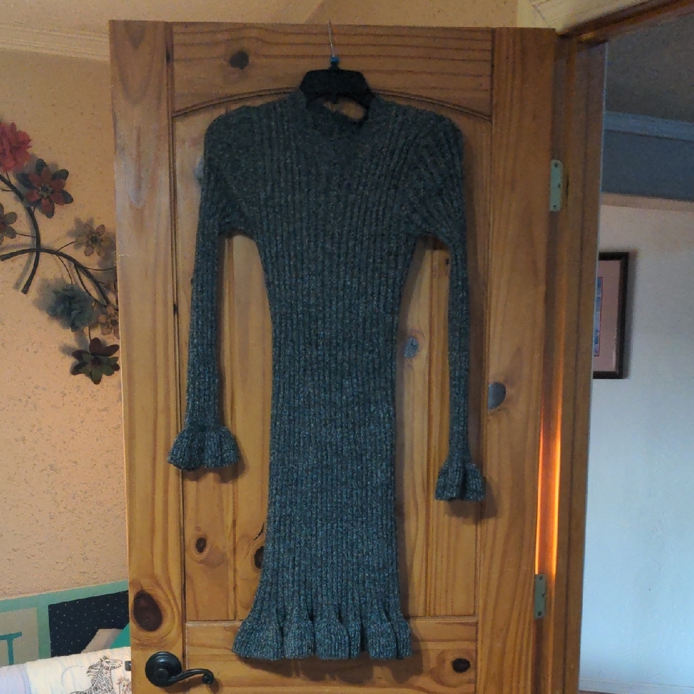 SHEIN Charcoal Long Sleeve Knit Dress